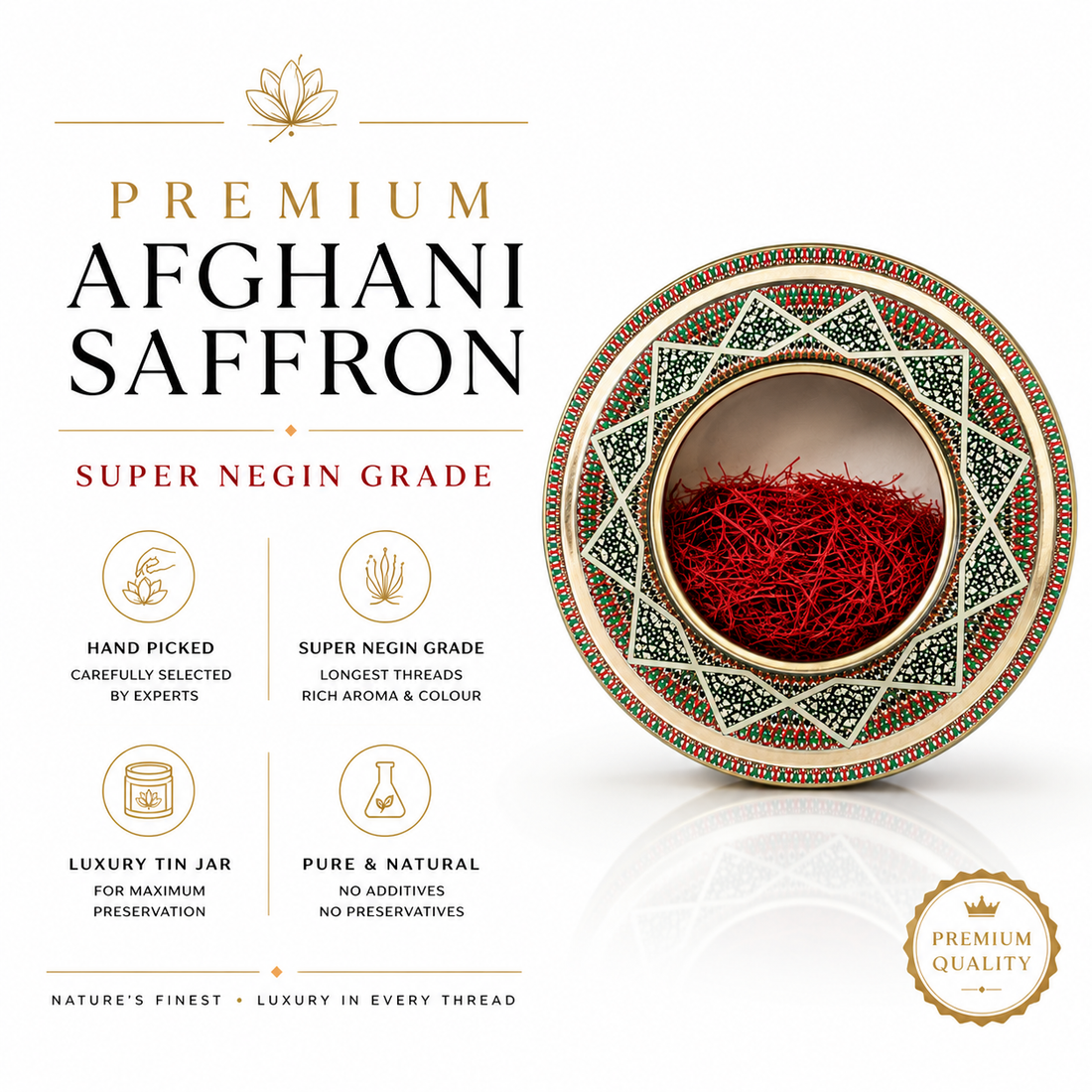 Premium Afghani Saffron – Super Negin Grade | 1g