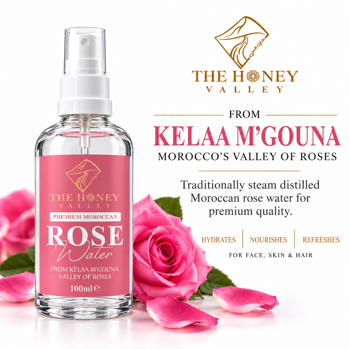 Premium Pure Moroccan Rose Water | Kelaat M’Gouna