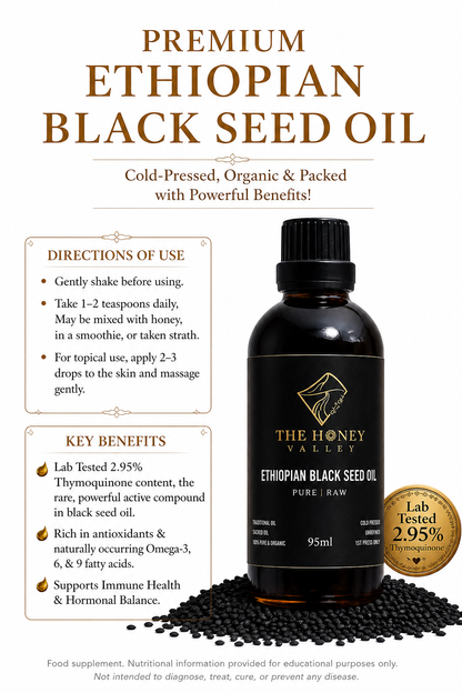 Potent Cold Pressed Grade A Ethiopian Black Seed Oil 95ML        (Lab Tested 2.95% THQ)